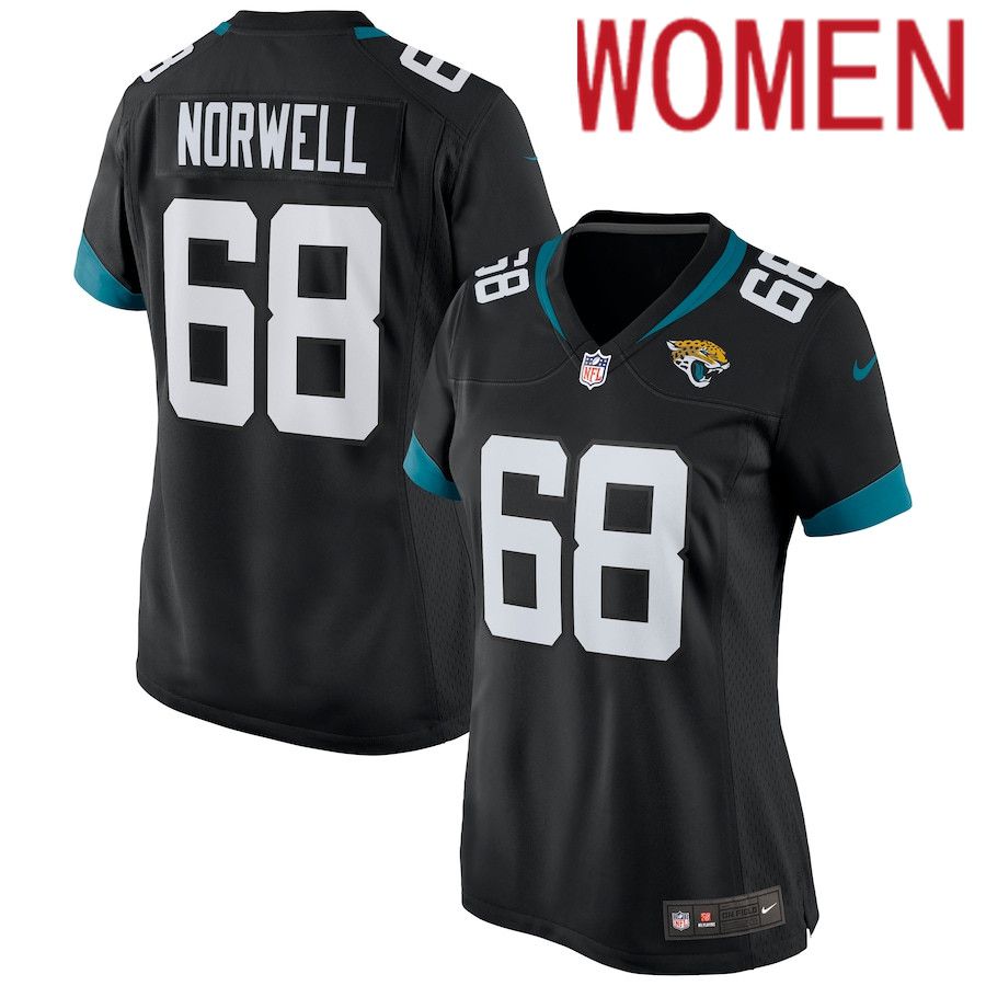 Women Jacksonville Jaguars 68 Andrew Norwell Nike Black Game NFL Jersey